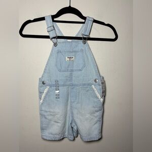 OshKosh B'gosh Light Blue Girls Short Overalls w/ White Detailing Size 4T